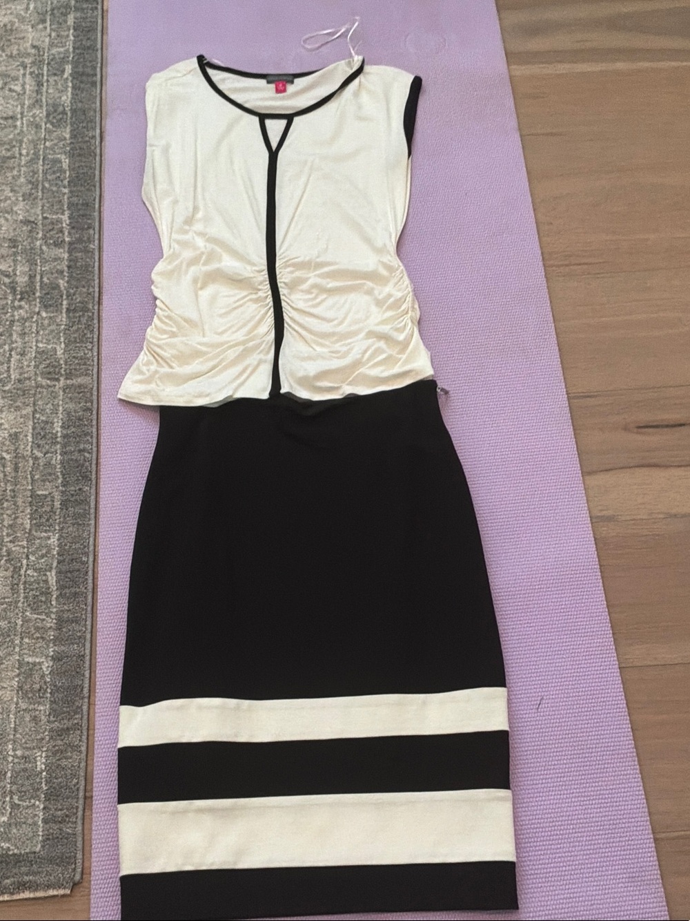 Vince Camuto Black and White Striped Pencil Skirt
